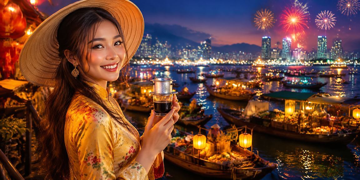 Người dùng Nha Trang ngồi tại quán cà phê ven biển, xem kết quả cá cược và uống cà phê buổi tối