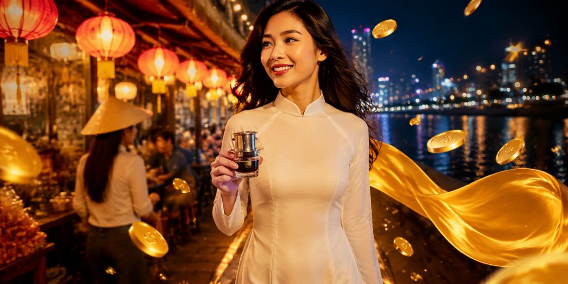 Người dùng Sài Gòn ngồi cà phê kiểm tra danh sách trận đấu và quản lý tài khoản cá cược